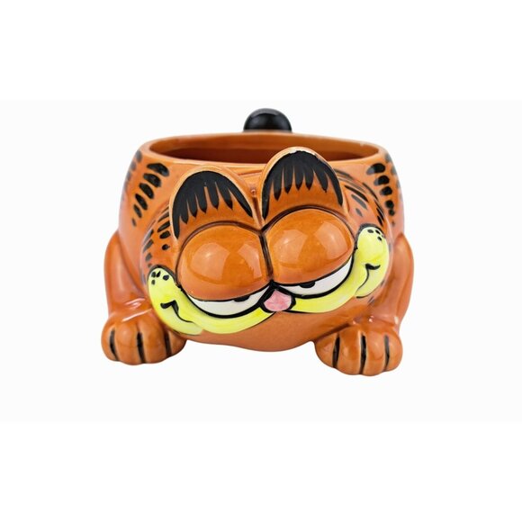 Enesco Other - Vintage Garfield Ceramic Planter Pot Mug Bowl Whole Body Orange Black Cat Enesco
